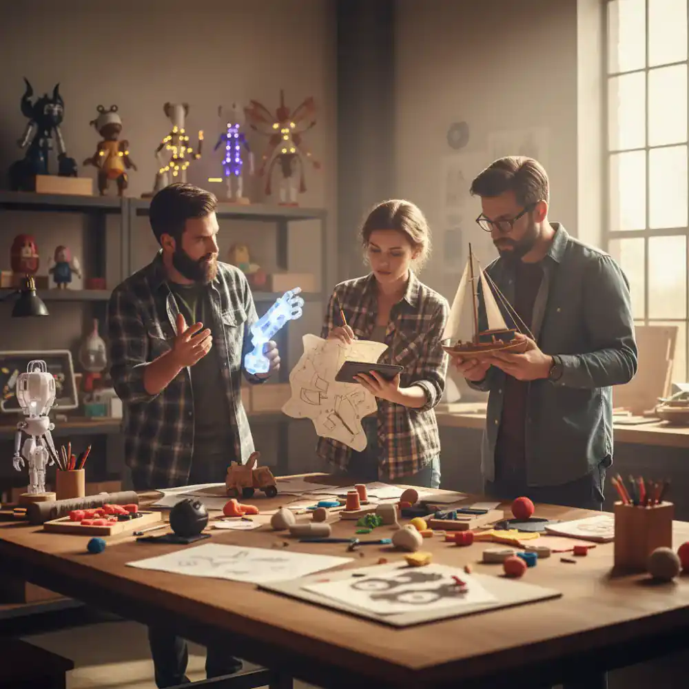 Experts discussing toy designs