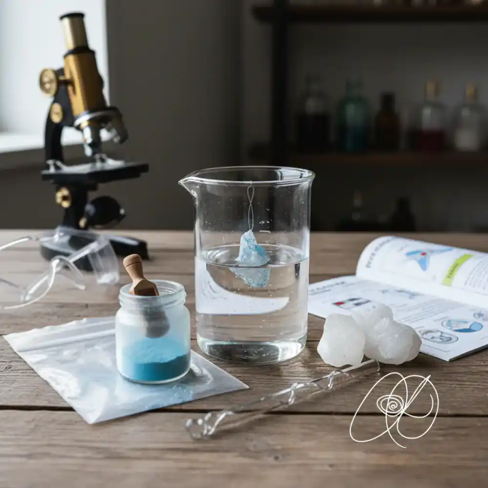Close up of crystal growing set components