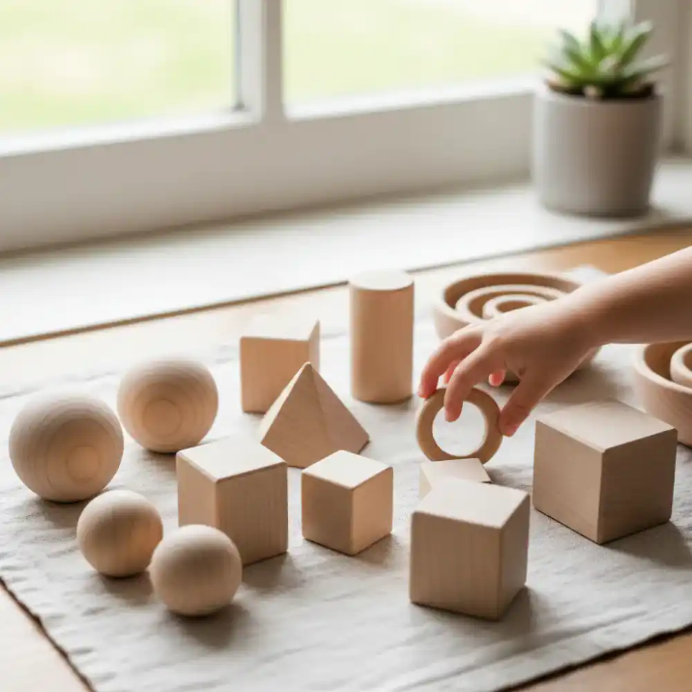 Smooth wooden Montessori components